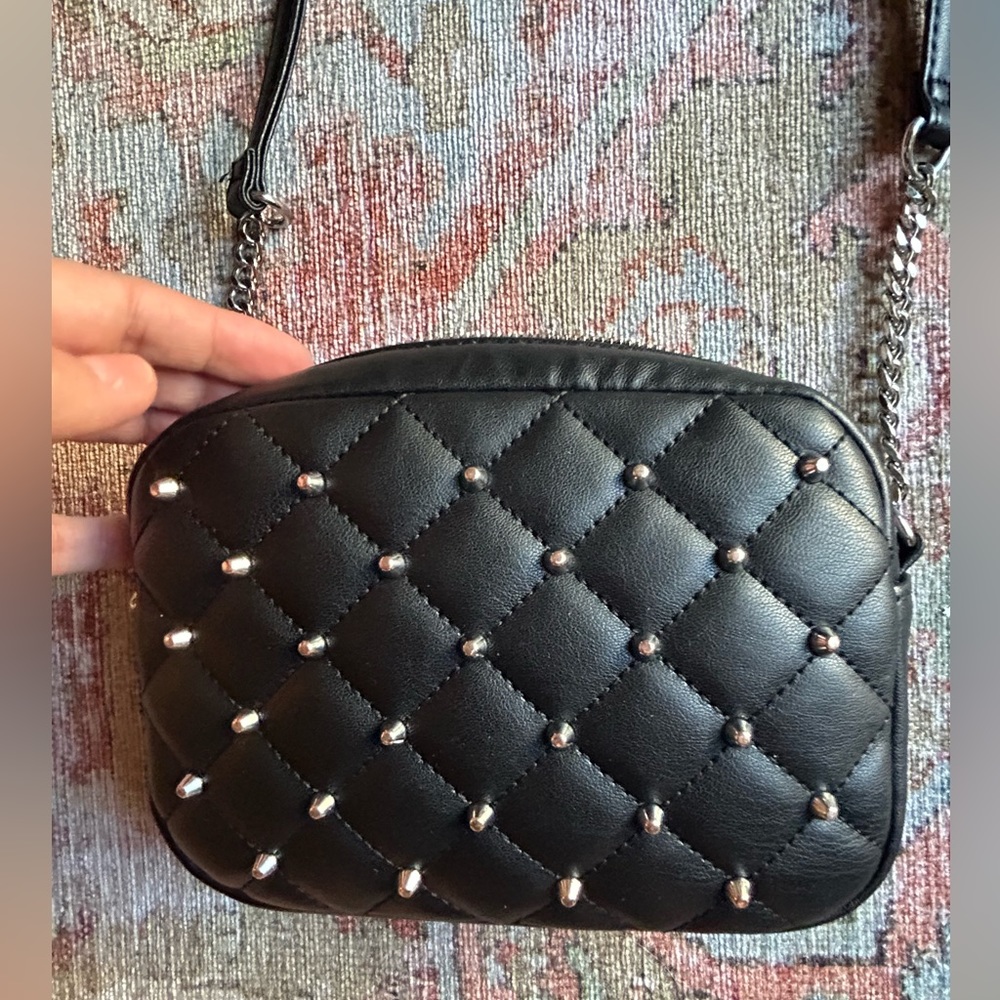 Rebecca Minkoff Beautiful Diamond Quilt Studded Vegan Leather Crossbody Bag